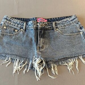 Edikted Distressed Blue Jean Shorts